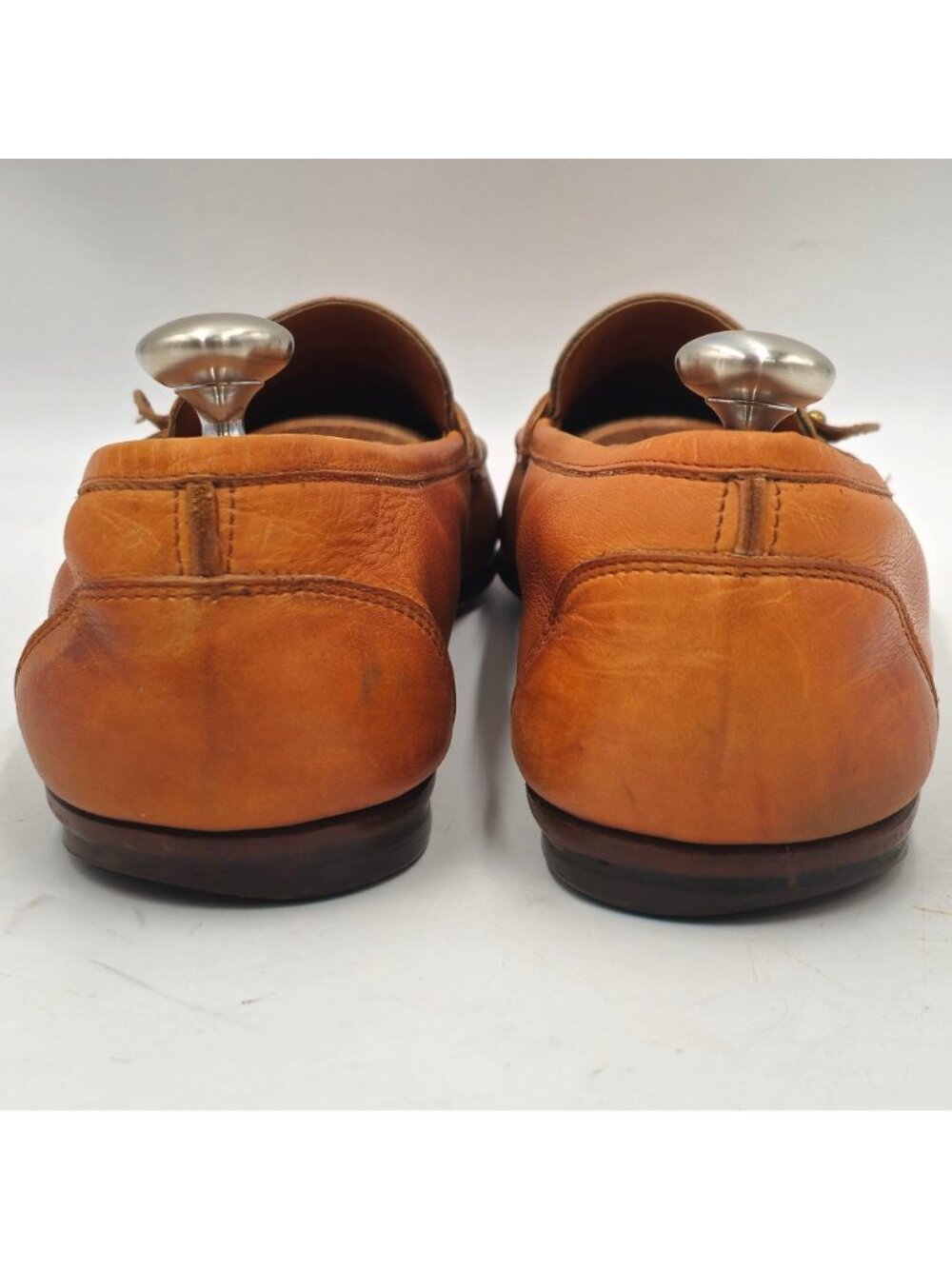 Vintage Salvatore Ferragamo 9.5D Tan Brown Leather Loafers Dress Casual Shoes - Picture 3 of 11
